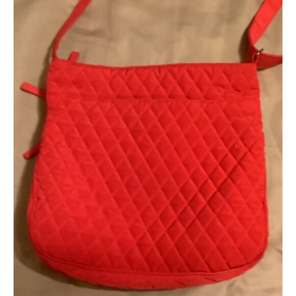Vera Bradley Red Quilted Crossbody Bag With Adjustable Strap & Multiple Zipper P - Picture 12 of 16